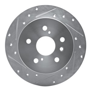 Lexus ES350 Brake Rotor (1) - Rear Left - R1 Concepts - Drilled & Slotted - Silver - `07-`12